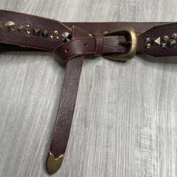Dolce Gabbana Brown Studded Leather Belt